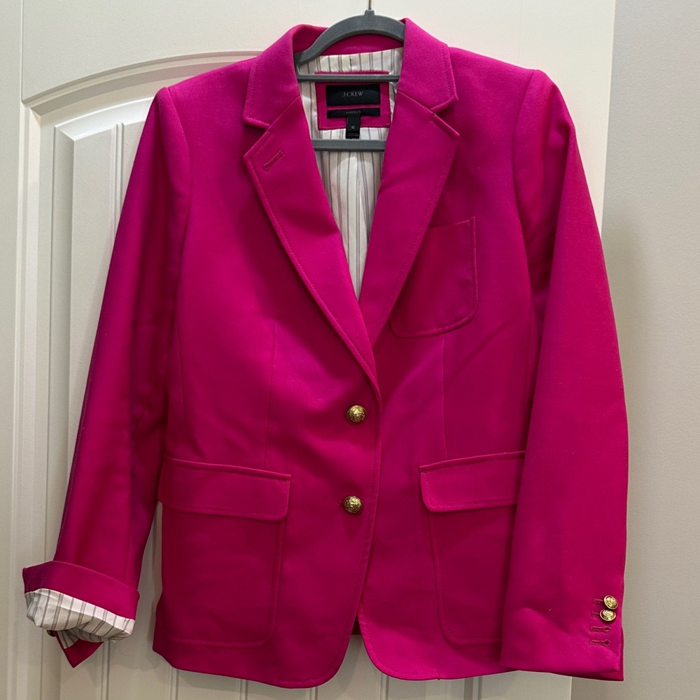 J. Crew Fuchsia Blazer with Gold Buttons